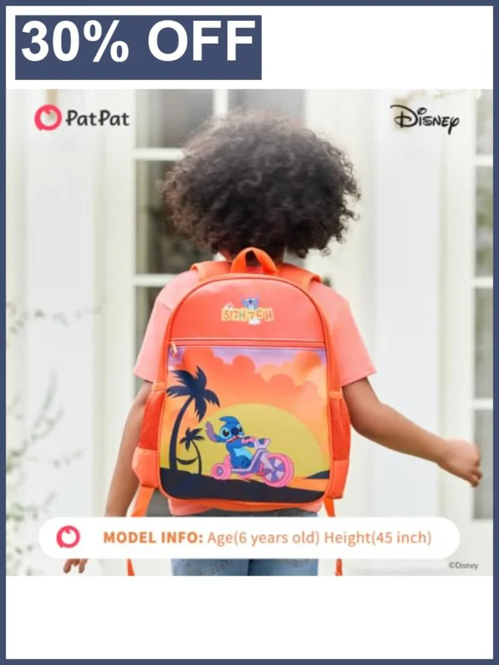 Kids Disney Stitch Backpack 12L Lightweight School Daypack with Chest Buckle